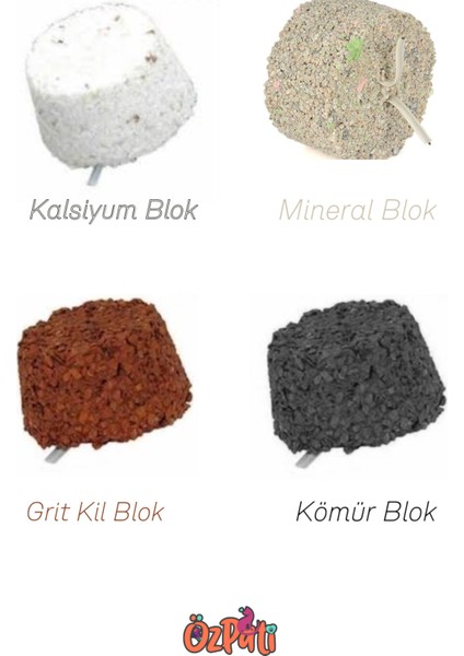 Kuş Kalsiyum / Kil / Kömür / Mineral Blok Set 4 Adet