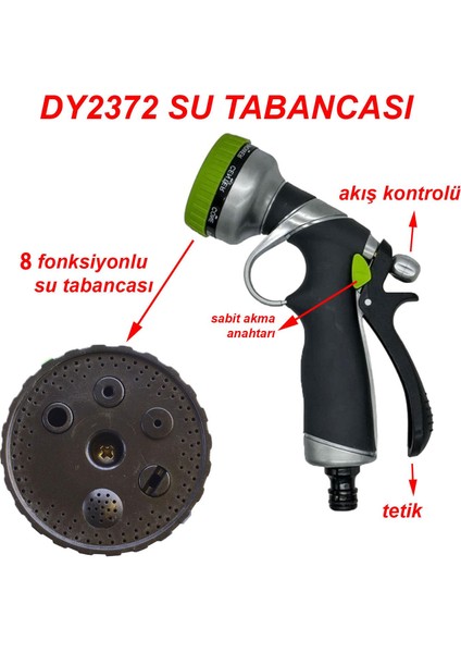 Otomatik 6 Fonksiyonlu Bahçe Sulama Tabancası Tetikli Ayarlı Tabanca
