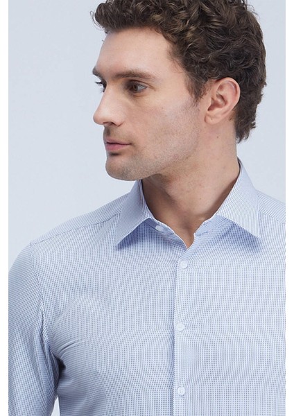 Mavi Slim Fit Dokuma Klasik Pamuk Karışımlı Gömlek modelleri