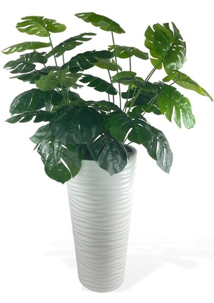 Yapay Monstera Beyaz Uzun Kumsal Vazoda 120CM 36YAPRAK indirimleri
