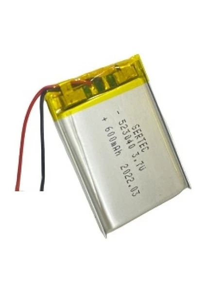 523040 3.7V 600 Mah Li-Polymer Pil (DEVRELI/1.5A)