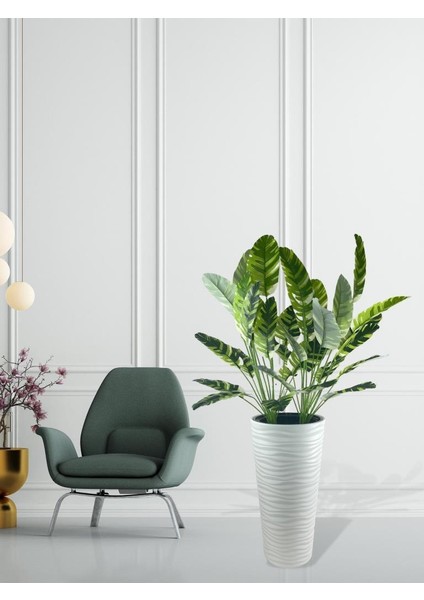 Yapay Starliçe Muz Desenli Yaprak Beyaz Uzun Kumsal Vazoda 140CM 36YAPRAK fiyatları