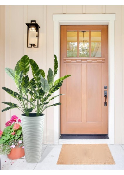 Yapay Starliçe Muz Desenli Yaprak Beyaz Uzun Kumsal Vazoda 140CM 36YAPRAK modelleri