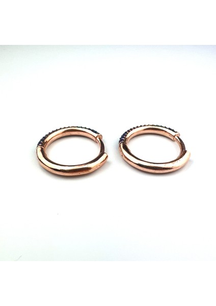 925 Ayar Gümüş Geçişli Karışık Renkli Halka Küpe Çift Taraflı Fonksiyonel Kullanıma Uygun fırsatları