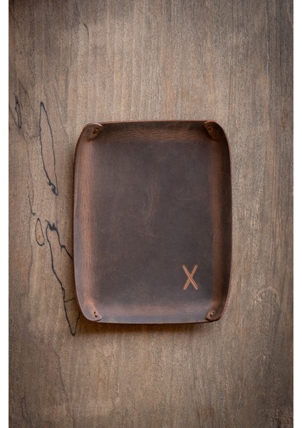 Minimal x Deri Organizer Tepsi - Vale Tepsisi - Gerçek Deri El Yapımı - Minimalist Şık Tasarım