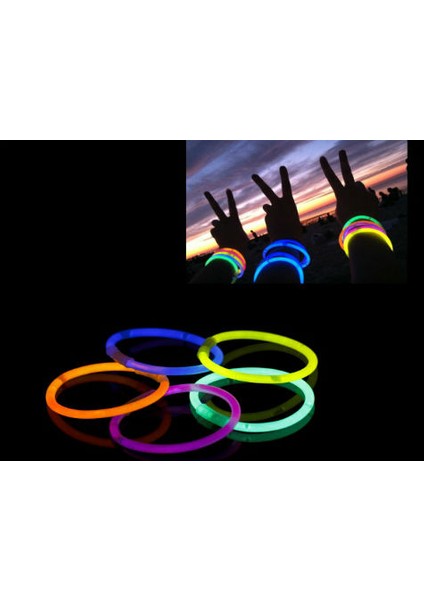 Melek Store  10 Adet Glow Stick Bracelet Fosforlu Kırılan Çubuk Bileklik