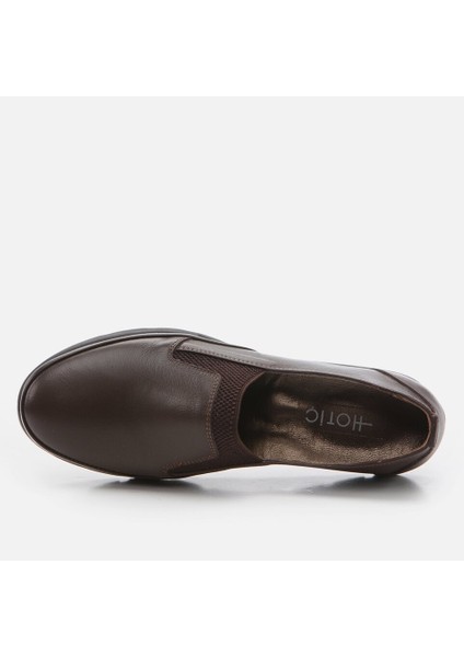 01AYH262850A480 Hakiki Deri Kahve Kadın Loafer