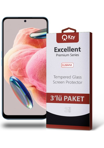Xiaomi Redmi Note 12 Temperli Ekran Koruyucu Kırılmaz Cam Ekonomik 3'lü Paket