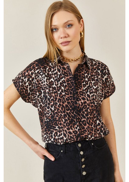 Kadın Desenli Dokuma Viskon Yarasa Kol Yazlık Gömlek (Renk Seçenekli) modelleri