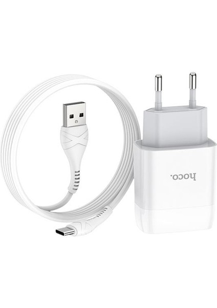 Polham 20W 1 Metre Type C Kablolu 2 USB Girişli Şarj Başlıklı Type C Şarj Aleti, Akım Korumalı Şarj