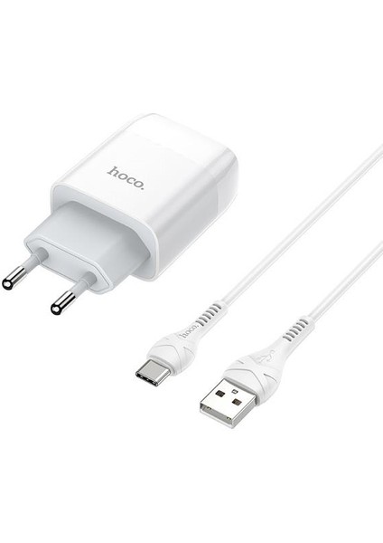 Polham 20W 1 Metre Type C Kablolu 2 USB Girişli Şarj Başlıklı Type C Şarj Aleti, Akım Korumalı Şarj