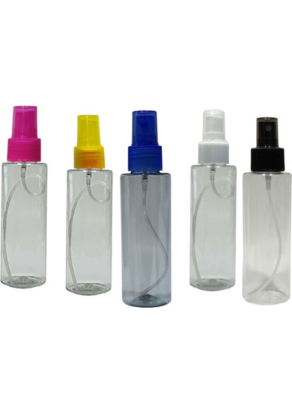 5 Adet Sert Plastik 100 ml Boş Sprey Kolonya Dezenfektan Şişesi Renkli