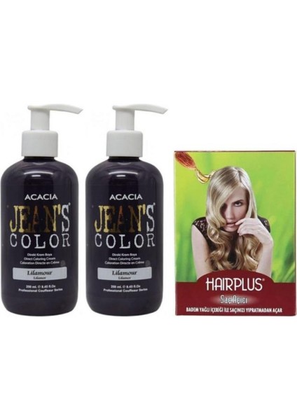 Saç Boyası Lilamor 250 ml 2 Adet ve Hairplus Saç Açıcı