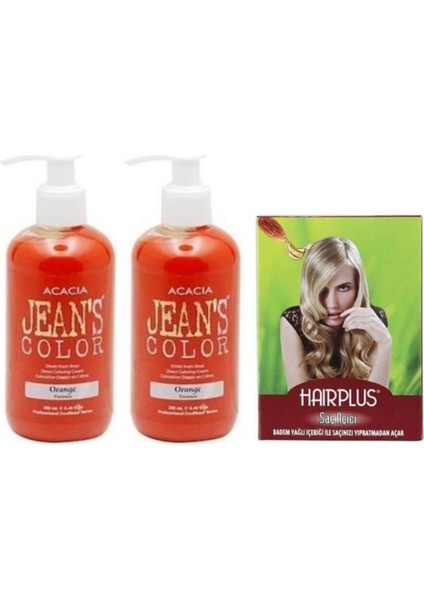 Saç Boyası Turuncu 250 ml 2 Adet ve Hairplus Saç Açıcı