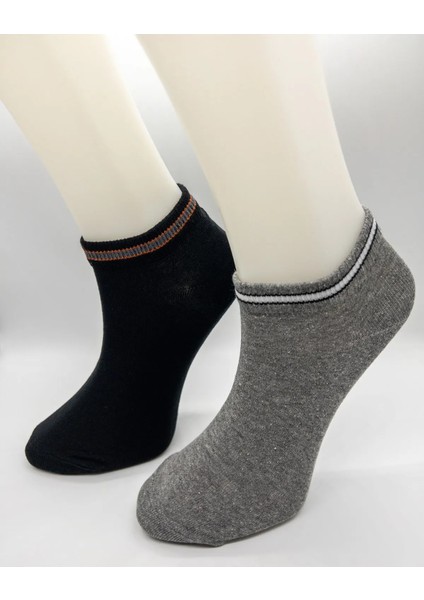 Ciho Socks Basic 12 Çift Erkek Lastik Kısmı Şerit Detaylı Patik Çorap