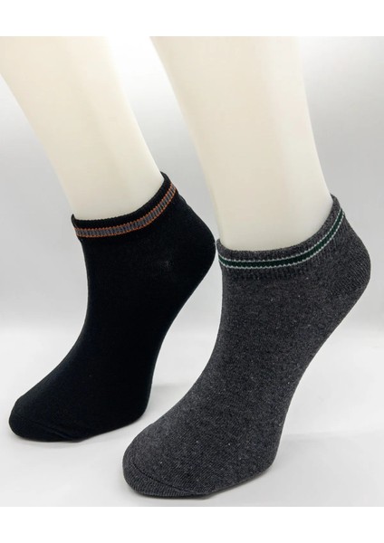 Ciho Socks Basic 12 Çift Erkek Lastik Kısmı Şerit Detaylı Patik Çorap