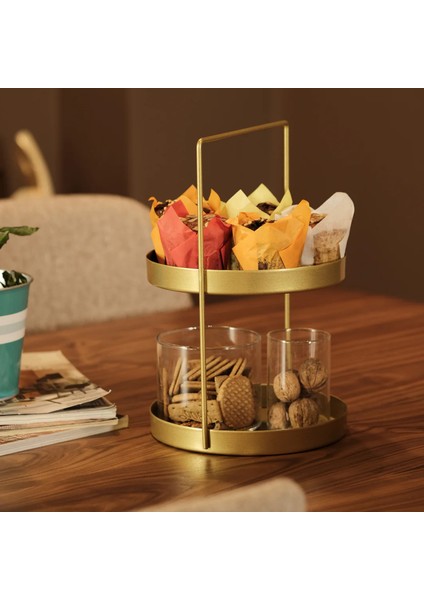 2 Katlı Gold Metal Organizer - Çok Amaçlı Düzenleyici - Luna fiyatları