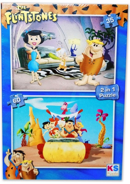 2 Li Ds Taş Devri Flintstones Puzzle 60 + 35 Parça Yapboz