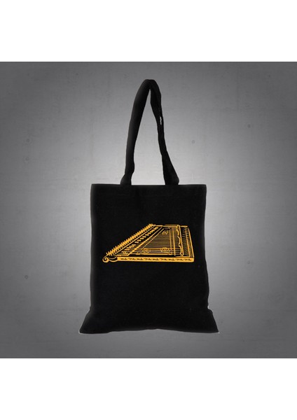 Kanun Desenli Altın Renkli Bez Çanta