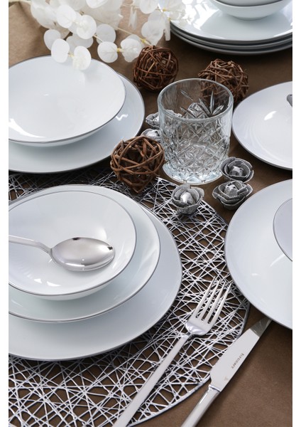 Elegant 24 Parça 6 Kişilik Yemek Takımı Gümüş