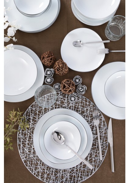 Elegant 24 Parça 6 Kişilik Yemek Takımı Gümüş fiyatları