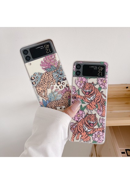 For Samsung Galaxy Z Flip 3 Kaplan ve Leopar Deseni Cep Telefonu Kılıfları (Yurt Dışından) fiyatları