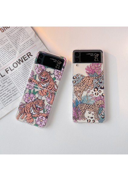 For Samsung Galaxy Z Flip 3 Kaplan ve Leopar Deseni Cep Telefonu Kılıfları (Yurt Dışından) modelleri