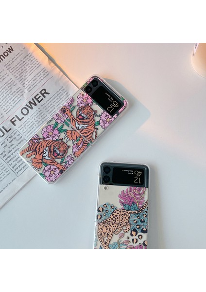 For Samsung Galaxy Z Flip 3 Kaplan ve Leopar Deseni Cep Telefonu Kılıfları (Yurt Dışından) fırsatları