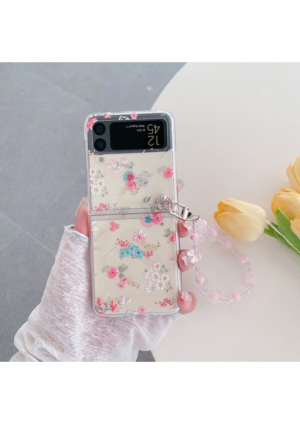 For Samsung Galaxy Z Flip 3 Şakayık Küçük Çiçek Çiçekleri Bilezik Cep Telefonu Kılıfları (Yurt Dışından)