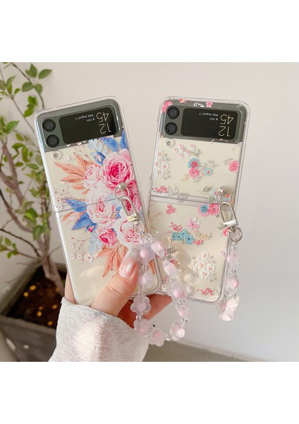 For Samsung Galaxy Z Flip 3 Şakayık Küçük Çiçek Çiçekleri Bilezik Cep Telefonu Kılıfları (Yurt Dışından) fiyatları