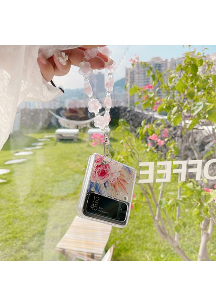 For Samsung Galaxy Z Flip 3 Şakayık Küçük Çiçek Çiçekleri Bilezik Cep Telefonu Kılıfları (Yurt Dışından) modelleri