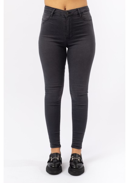 Antrasit XS-XL Beden Süper Skinny Yüksel Bel Tayt Pantolon