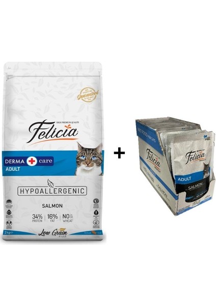 Somonlu Yetişkin Kedi Maması 2 kg + 12 Adet Felicia Kuzulu Yaş Mama 85 gr