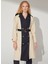 Bej - Lacivert Kadın Pardösü PANINO 5
