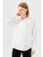Kadın Polo Yaka Cepli Bluz Ekru 2