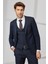 ALTINYILDIZ CLASSICS Erkek Lacivert Slim Fit Dar Kesim Mono Yaka Armürlü Yelekli Takım Elbise 1