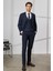 ALTINYILDIZ CLASSICS Erkek Lacivert Slim Fit Dar Kesim Mono Yaka Armürlü Yelekli Takım Elbise 3
