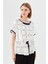 Kadın Sıfır Yaka Iki Renk Penye T-Shirt Ekru/laci 3