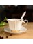 Kemik Çini Çay Bardağı Da Tabağı Kaşık Seti Cafe Seramik Kahve Fincanı Zarif Gelişmiş Porselen Çay Fincanı Düğün Hediyesi | Çan Kuleleri (Yurt Dışından) 5