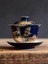 Çay Bardağı ve Daire Kapak Kapak Kase Yaratıcı El Boyalı Altın Emaye Seramik Çay Fincanı Seti Parti Drinkware 150ML | Teacup tabak Setleri (Yurt Dışından) 2