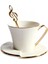Altın Kolu Seramik Kahve Fincanı Tabağı Müzikal Not Kaşık Çay Kupası Porselen Çay Seti Gelişmiş Teacup Cafe Espresso Kupası | Kahve Kupası ve tabak Setleri (Yurt Dışından) 1