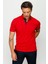 Erkek Polo Yaka Düğmeli Cepli T-Shirt Kırmızı 4