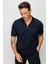 Erkek Fermuarlı Polo Yaka T-Shirt Lacivert 2