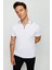Erkek Fermuarlı Polo Yaka T-Shirt Beyaz 4