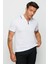 Erkek Fermuarlı Polo Yaka T-Shirt Beyaz 5