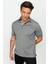 Erkek Polo Yaka Jakarlı Düğmeli T-Shirt Siyah 5