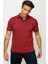 Erkek Polo Yaka Jakarlı Düğmeli Cepli T-Shirt Bordo 1