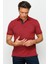 Erkek Polo Yaka Jakarlı Düğmeli Cepli T-Shirt Bordo 2