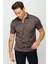 Erkek Polo Yaka Jakarlı Kısa Kollu T-Shirt Kahve 2
