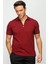 Erkek Fermuarlı Polo Yaka T-Shirt Bordo 1